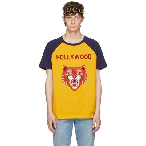 gucci blu tiger yellow tee